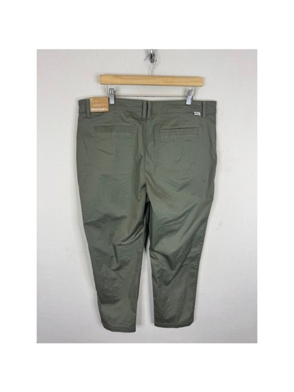 Eddie Bauer Aspire Ankle Pant Womens 18 Olive Green Mid Rise Slim Ankle New